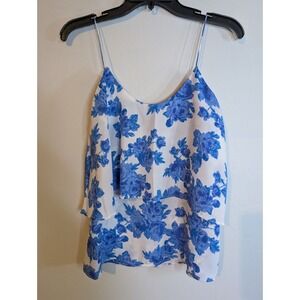PAPER CRANE WHITE ‎ & BLUE FLORAL CAMI Small NEW